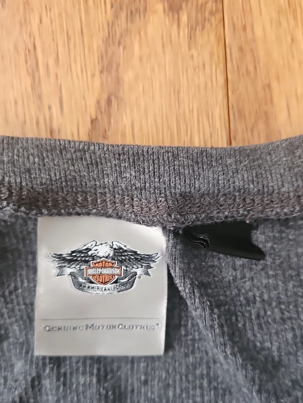 Vintage Y2K Harley Davidson Heather Gray Thermal Henley Long Sleeve Top XS